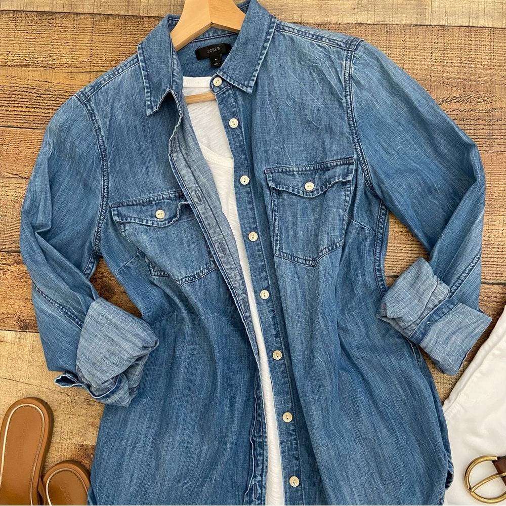 J CREW Denim Button Down - Picture 2 of 11